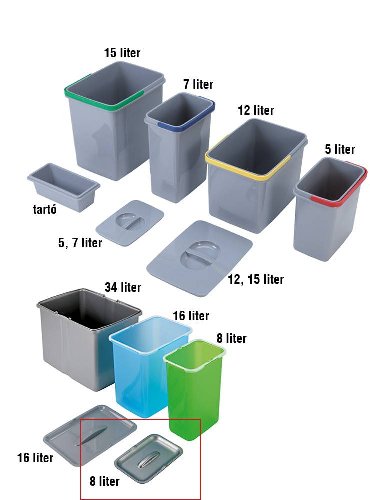 EKOTECH -  Tartozék hulladékgyűjtőhöz fedél 8 literes vödörhöz (MK)