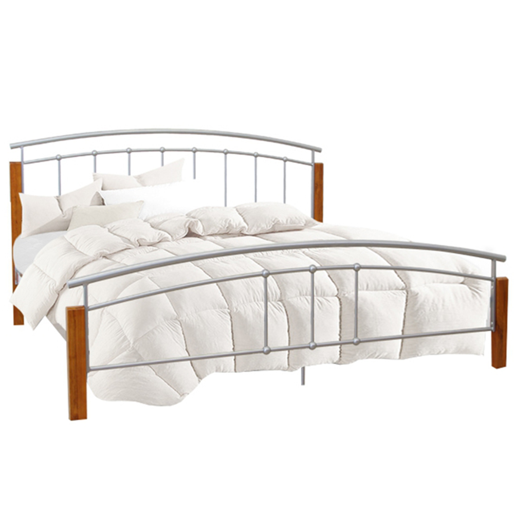 Dupla ágy, égerfa/ezüst fém, 180x200, MIRELA (TK)