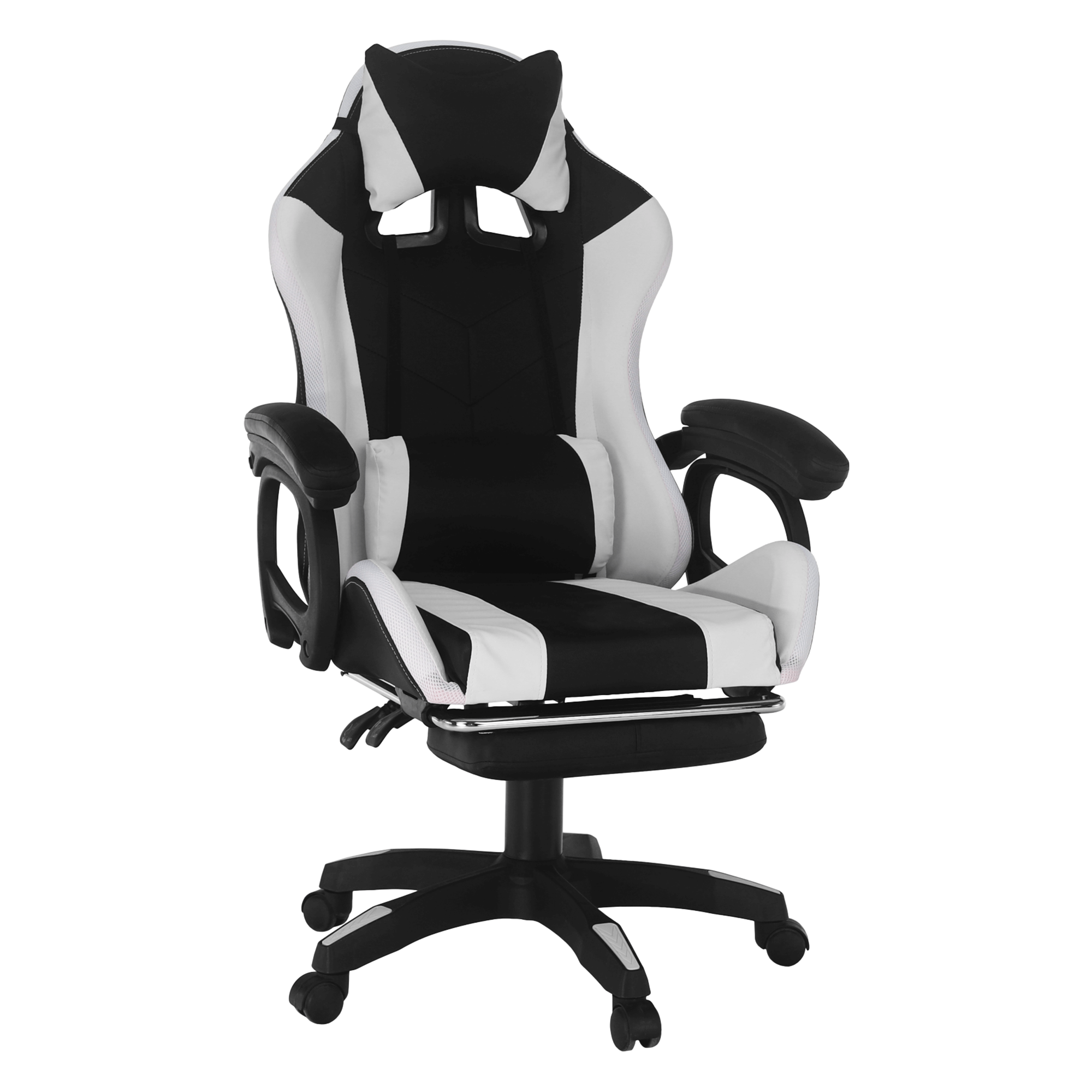 Irodai/gamer szék RGB LED világítással, fekete/fehér, JOVELA (TK)