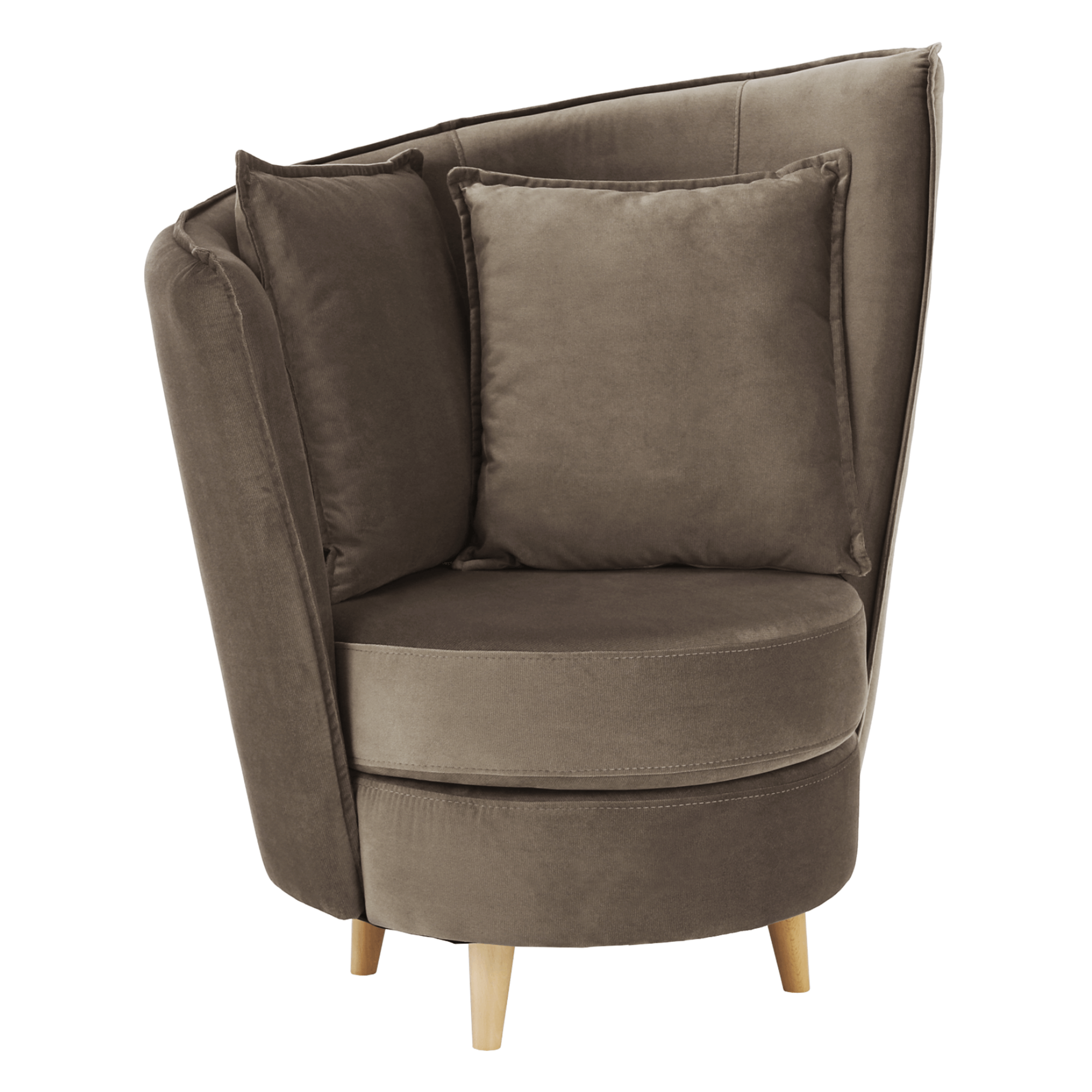 Fotel Art Deco stílusban, taupe barnásszürke Paros szövet/tölgy, ROUND NEW (TK)