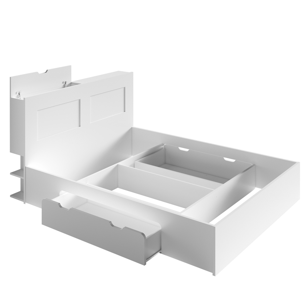 Hálószoba szett (ágy/2db éjjeliszekrény/szekrény), fehér, RAMIAK (TK)