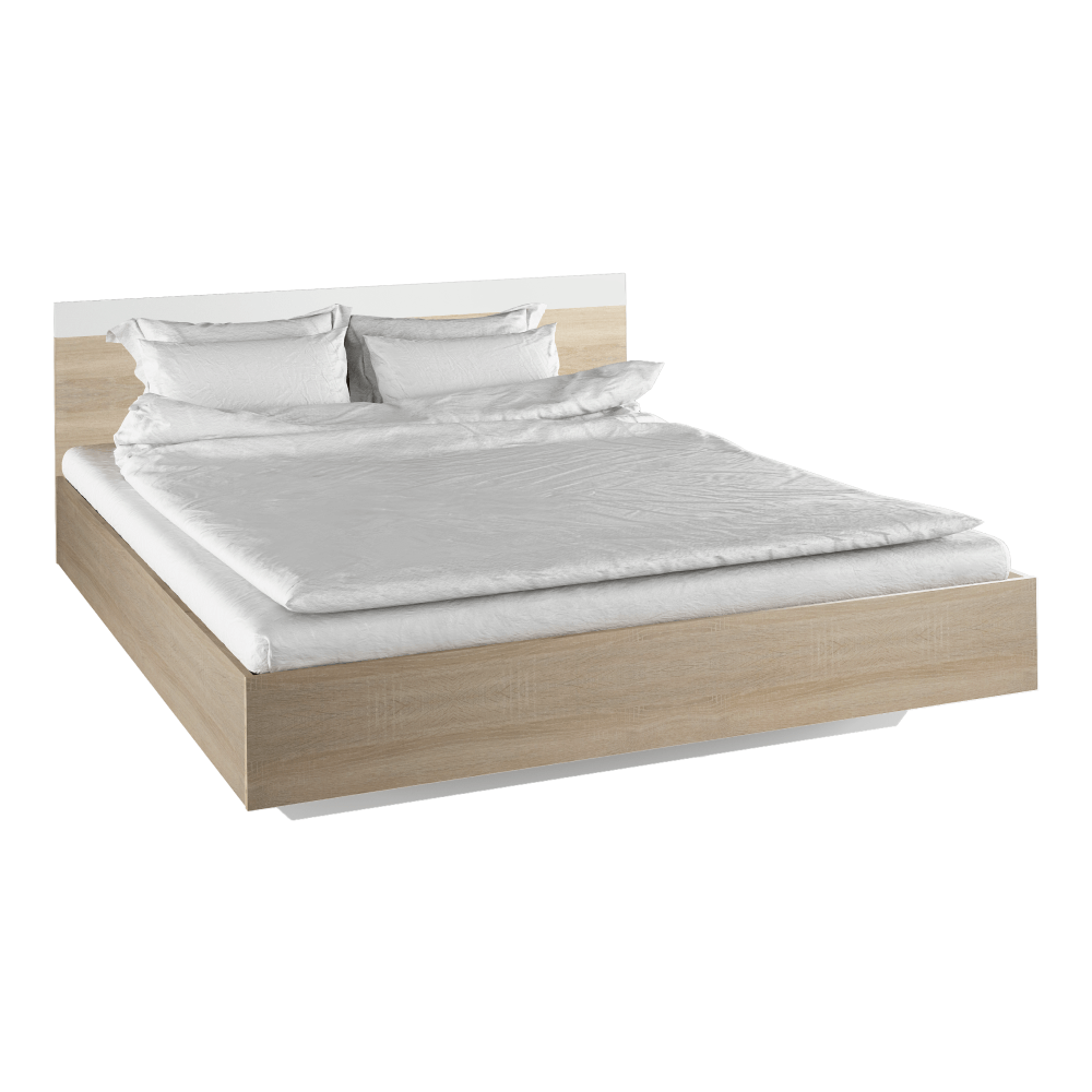 Dupla ágy, tölgy sonoma/fehér, 180x200, GABRIELA (TK)