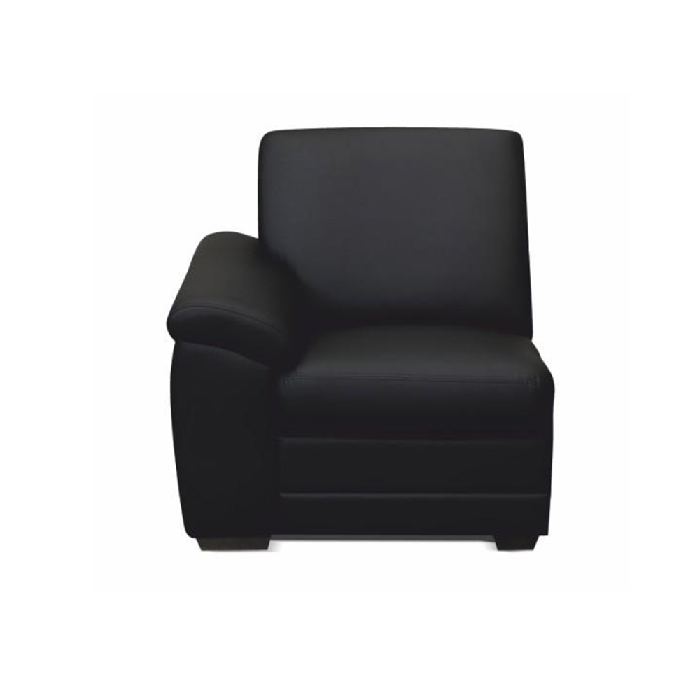 1-személyes kanapé támasztékkal, textilbőr fekete, balos,  BITER 1 1B (TK)