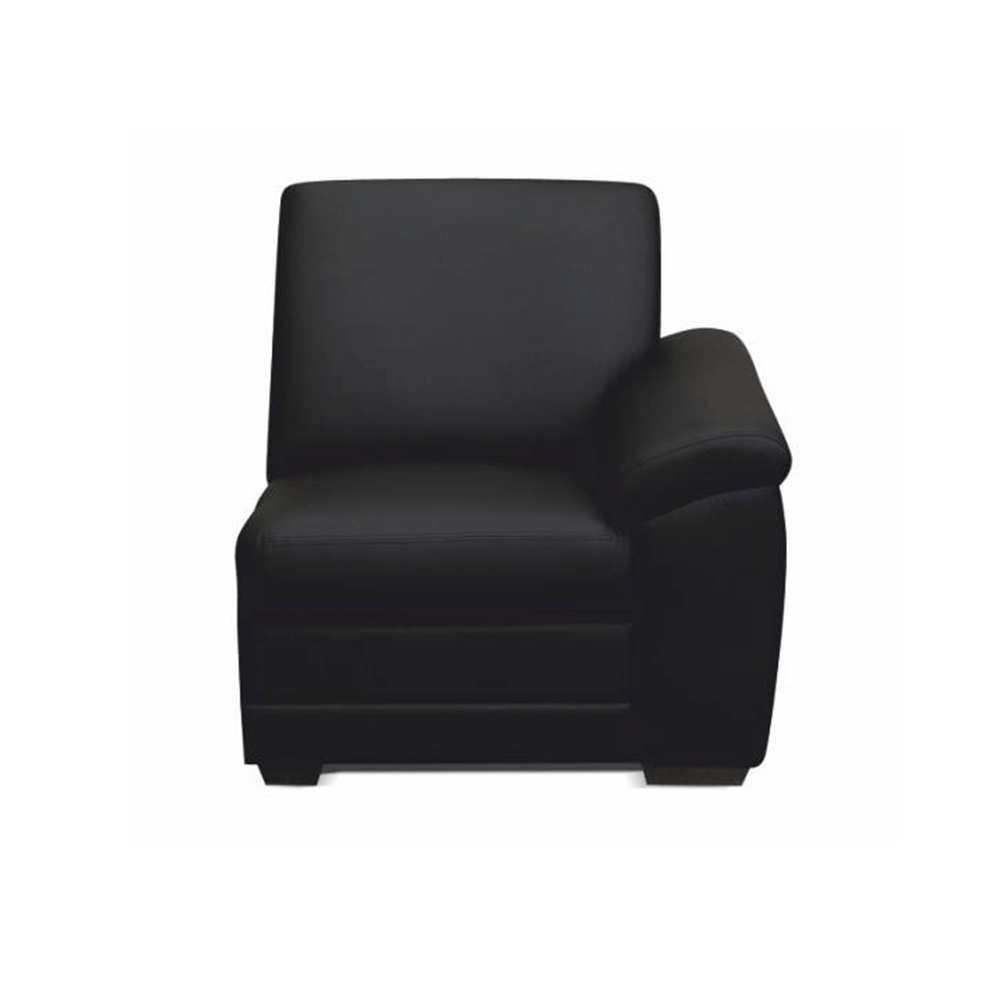 1-személyes kanapé támasztékkal, textilbőr fekete, jobbos,  BITER 1 1B (TK)