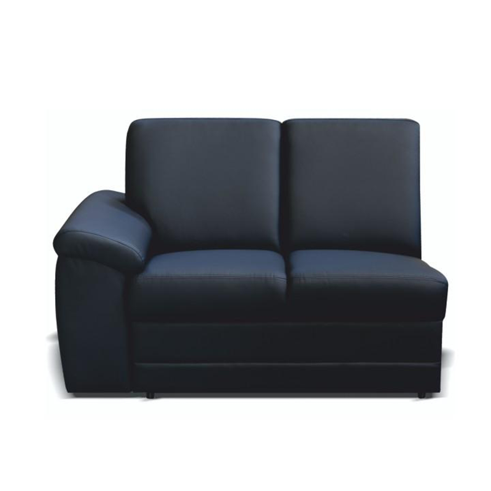 2-személyes kanapé támasztékkal, textilbőr fekete, balos, BITER 2 1B (TK)