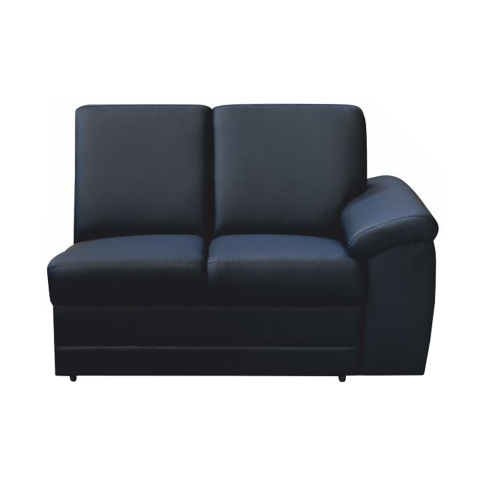 2-személyes kanapé támasztékkal, textilbőr fekete, jobbos, BITER 2 1B (TK)