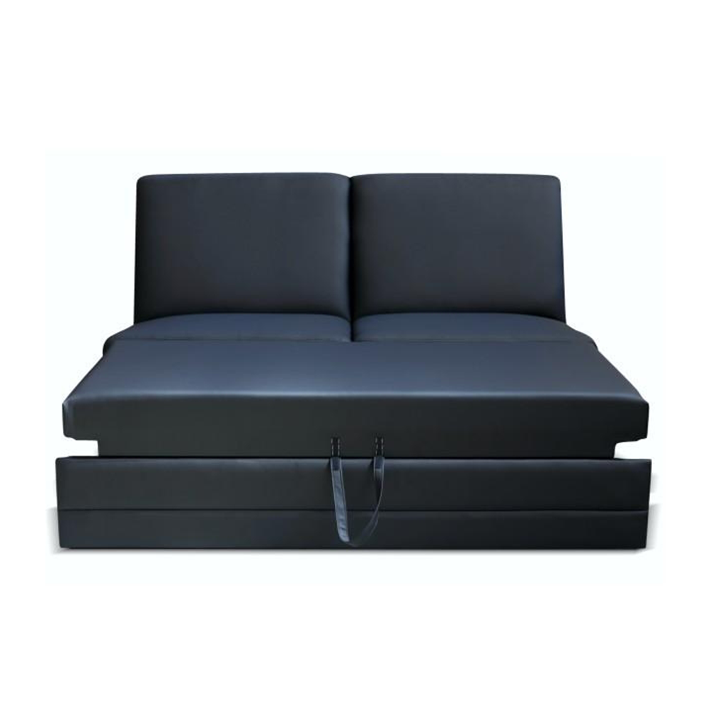 3-személyes kinyitható kanapé, textilbőr fekete, BITER 3 BB ZF (TK)