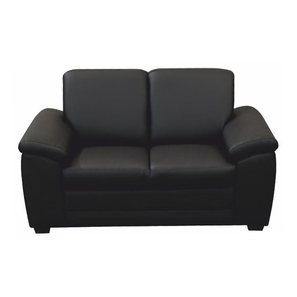2-személyes kanapé támasztékokkal, textilbőr fekete, BITER (TK)
