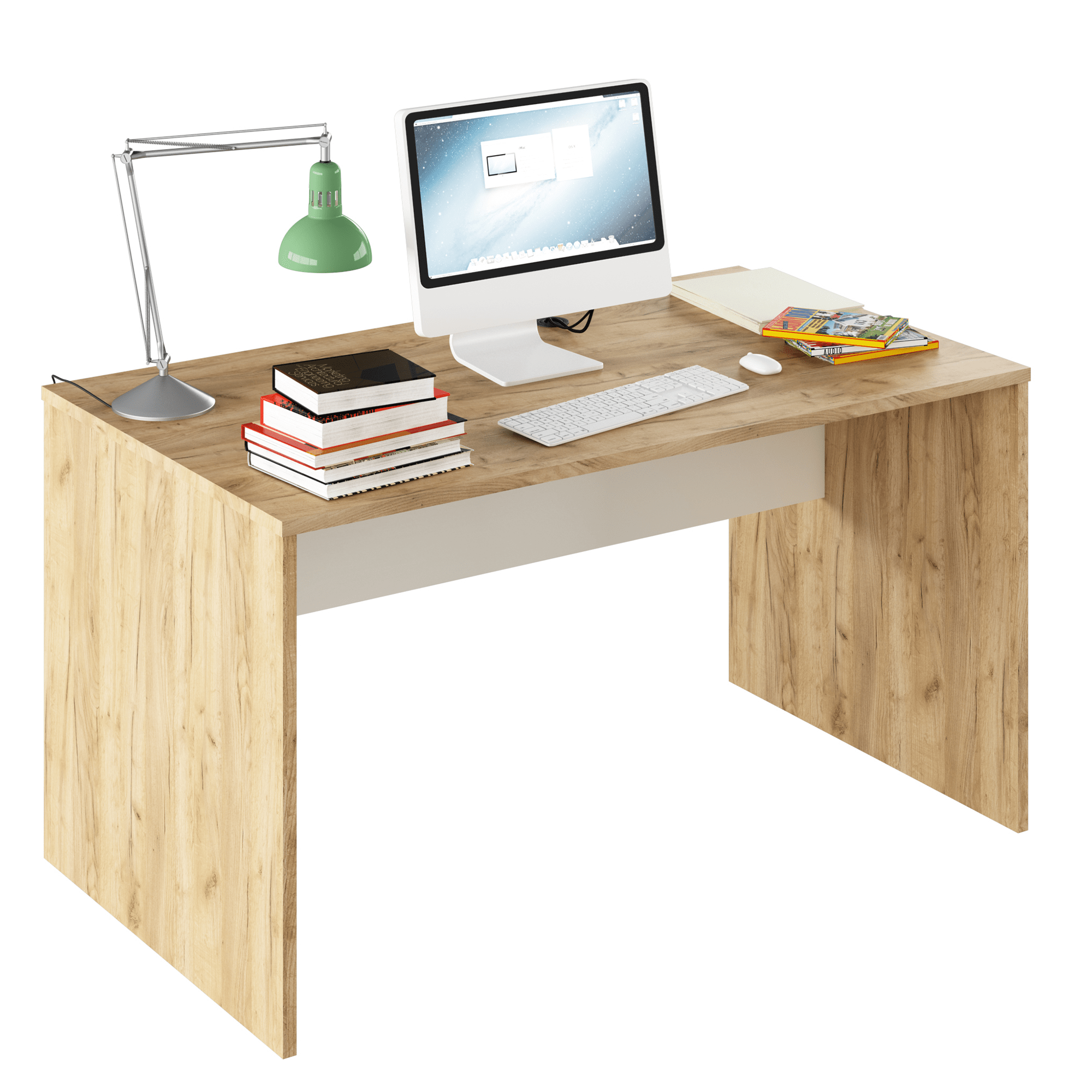 PC asztal, artisan tölgy/fehér, RIOMA TYP 11 (TK)