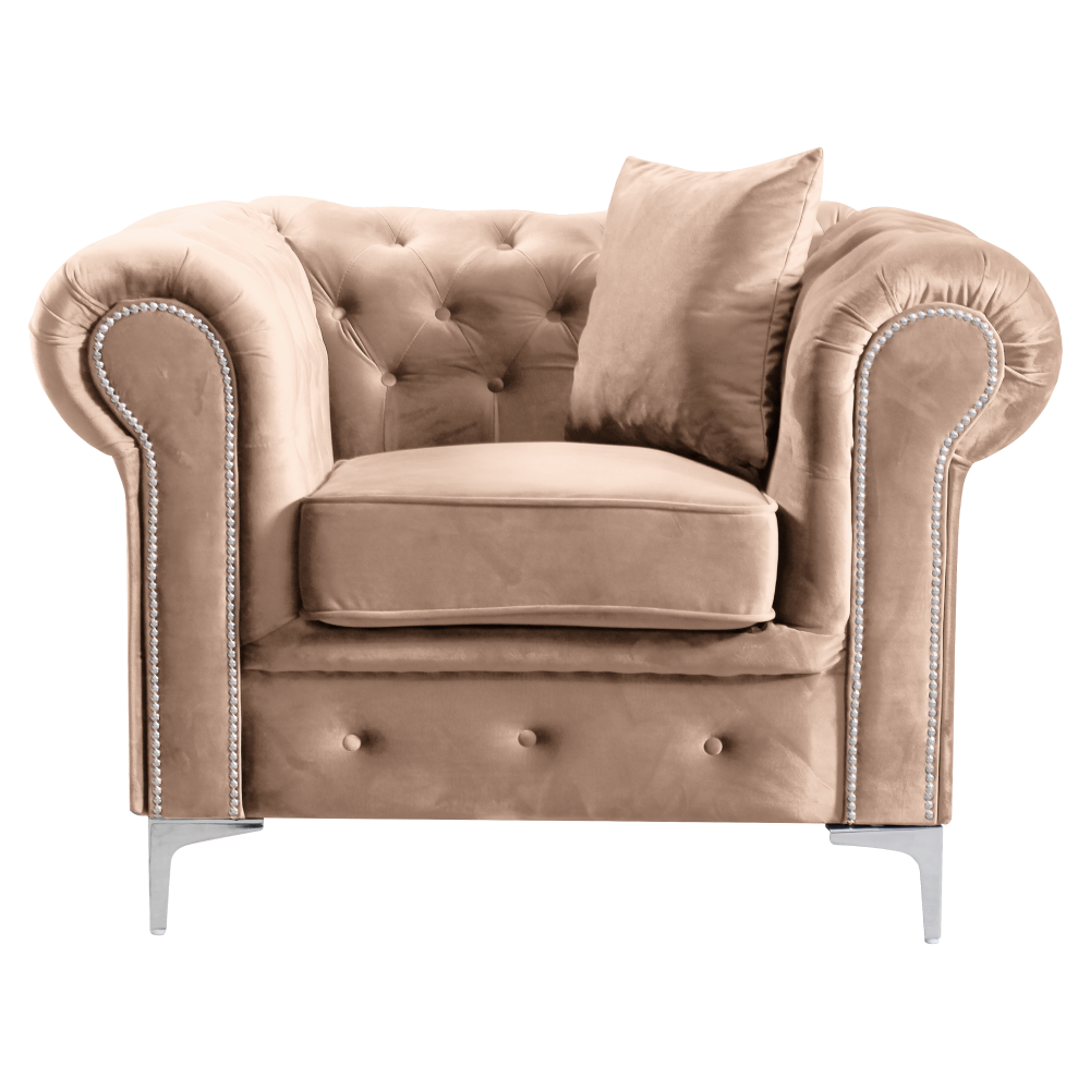 Luxus fotel, világosbarna Velvet szövet, ROMANO (TK)
