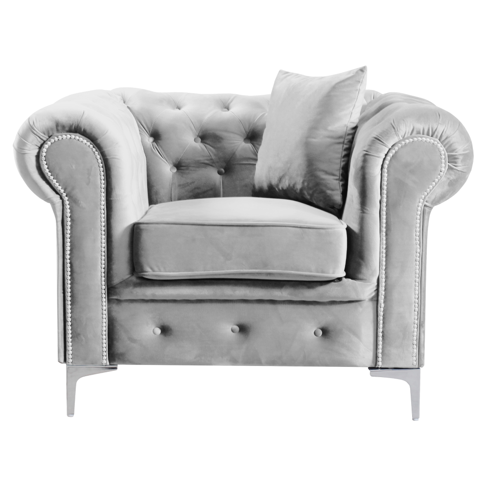 Luxus fotel, világosszürke Velvet szövet, ROMANO (TK)