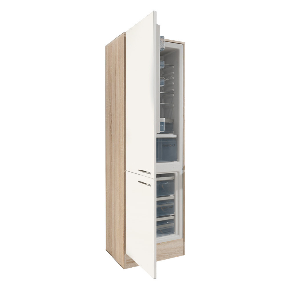Yorki 60-as alulfagyasztós hűtős kamra szekrény sonoma tölgy korpusz selyemfényű fehér fronttal (HX)