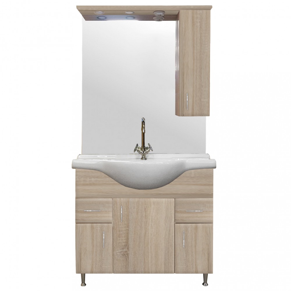 Bianca Plus 85 komplett fürdőszobabútor, sonoma tölgy színben, jobbos nyitási irány (HX)