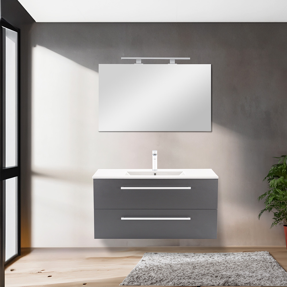 Vario Clam 100 komplett fürdőszoba bútor fehér-antracit (HX)