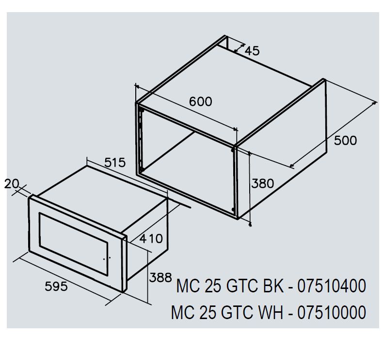 CATA - Beépíthető mikrohullámú sütő MC-25 GTC WH Can Roca (MK)